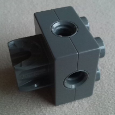 dark bluish gray duplo toolo brick 2 x 2 with holes and clip