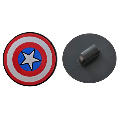 dark bluish gray minifigure shield circular round convex face with red and white concentric rings star in blue circle pattern captain america