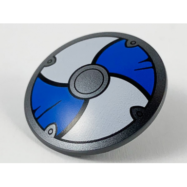 dark bluish gray minifigure shield circular round convex face with blue and white alternating panels pattern
