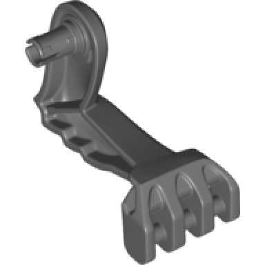 dark bluish gray dinosaur leg small front with pin elbow spikes and bar handles - left