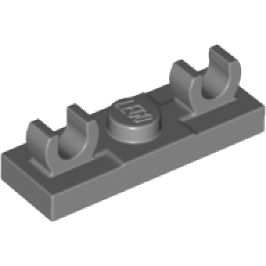dark bluish gray plate modified 1 x 3 with 2 open o clips on top
