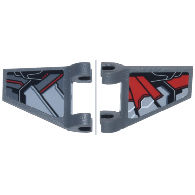 dark bluish gray flag 2 x 2 trapezoid with flared edge with black red and light bluish gray panels falcon armor wings pattern on both sides model left side stickers - set 76269