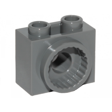 dark bluish gray technic brick modified 1 x 2 x 1 1 3 with rotation joint socket