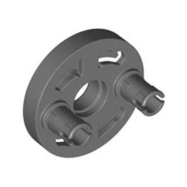 dark bluish gray technic rotation joint disk with large pin hole and 2 pins