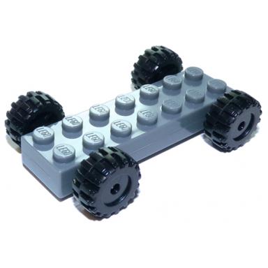 dark bluish gray vehicle base fast food racer 2 x 7 x 2 3 with black wheels
