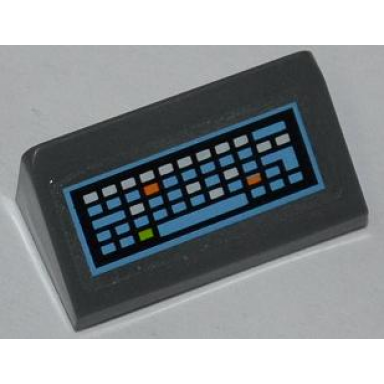 dark bluish gray slope 30 1 x 2 x 2 3 with computer keyboard pattern sticker - set 6873