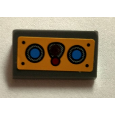 dark bluish gray slope 30 1 x 2 x 2 3 with joystick and blue buttons on bright light orange background pattern sticker - set 70005
