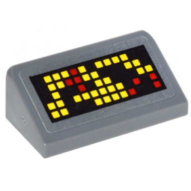 dark bluish gray slope 30 1 x 2 x 2 3 with computer readout with yellow and red squares pattern model left side sticker - set 76052