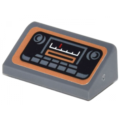 dark bluish gray slope 30 1 x 2 x 2 3 with radio panel and buttons pattern sticker - set 70906