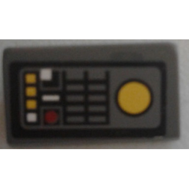 dark bluish gray slope 30 1 x 2 x 2 3 with sw control panel and buttons pattern sticker - set 9515