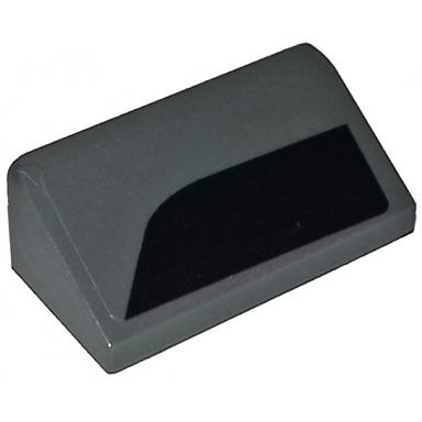 dark bluish gray slope 30 1 x 2 x 2 3 with black curved corner on dark bluish gray background pattern model right side sticker - set 75877