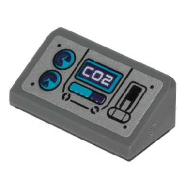 dark bluish gray slope 30 1 x 2 x 2 3 with co2 gauges and lever pattern sticker - set 70433