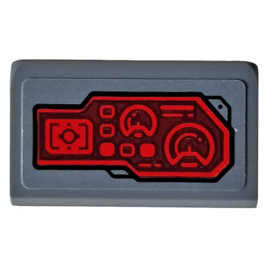 dark bluish gray slope 30 1 x 2 x 2 3 with red control panel sight and radar pattern model right side sticker - set 76159