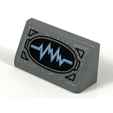 dark bluish gray slope 30 1 x 2 x 2 3 with bright light blue oscilloscope on black oval pattern sticker - set 76153