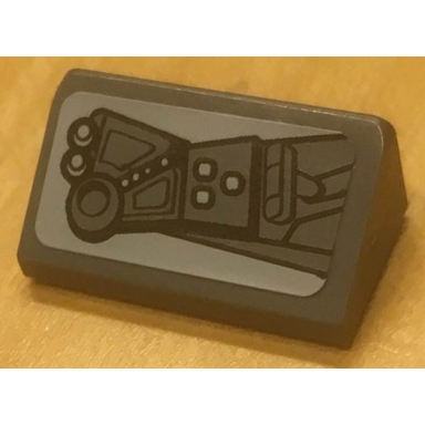 dark bluish gray slope 30 1 x 2 x 2 3 with controls pattern model left side sticker - set 75046