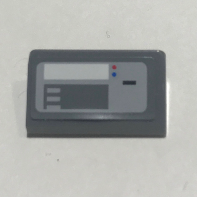 dark bluish gray slope 30 1 x 2 x 2 3 with sw control panel white stripe red and blue buttons pattern sticker - set 10221