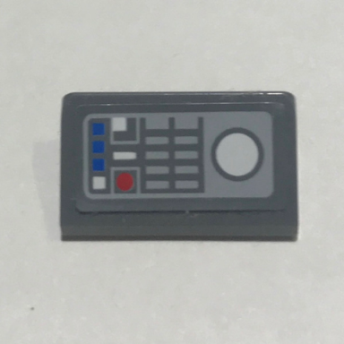 dark bluish gray slope 30 1 x 2 x 2 3 with sw control panel blue red and white buttons pattern sticker - set 10221
