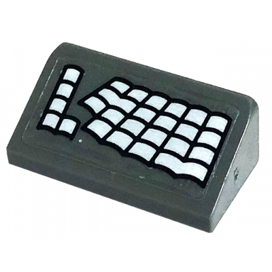 dark bluish gray slope 30 1 x 2 x 2 3 with spider web keyboard with white buttons left half pattern sticker - set 76175