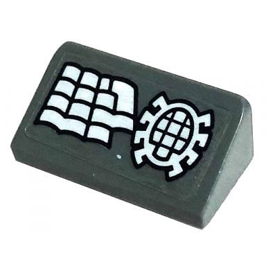 dark bluish gray slope 30 1 x 2 x 2 3 with spider web keyboard with white buttons right half pattern sticker - set 76175