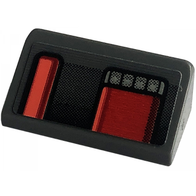 dark bluish gray slope 30 1 x 2 x 2 3 with red taillights with black outline pattern model left side sticker - set 42126