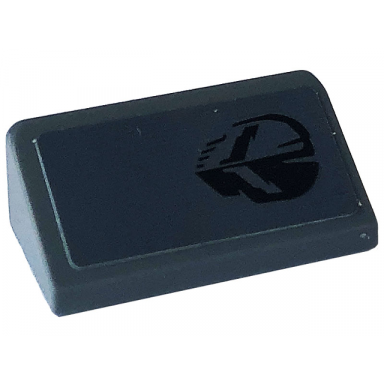 dark bluish gray slope 30 1 x 2 x 2 3 with black skull with corvette logo eyes pattern model right side sticker - set 76903