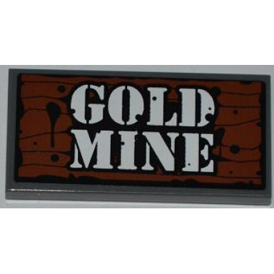 dark bluish gray tile 2 x 4 with wood grain and gold mine pattern sticker - set 4441