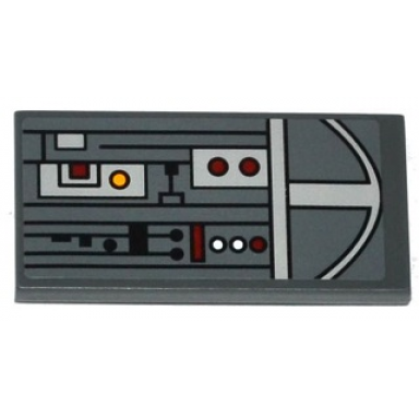 dark bluish gray tile 2 x 4 with sw v-wing starfighter circuitry pattern sticker - set 75039