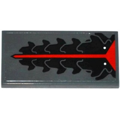 dark bluish gray tile 2 x 4 with red and black mechdragon tongue pattern sticker - set 70725