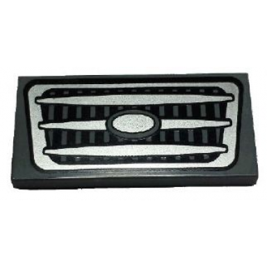 dark bluish gray tile 2 x 4 with silver car grille pattern