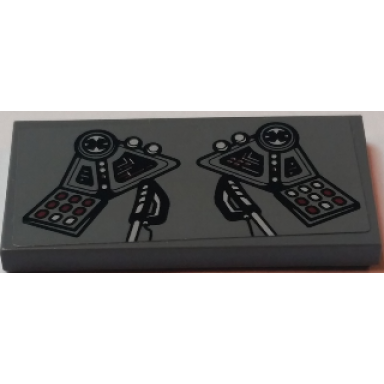 dark bluish gray tile 2 x 4 with control panels and control sticks pattern sticker - set 75038