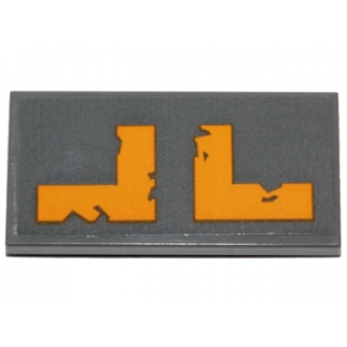 dark bluish gray tile 2 x 4 with yellow l shaped worn stripes pattern type 1 sticker - set 75171