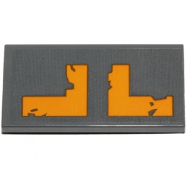 dark bluish gray tile 2 x 4 with yellow l shaped worn stripes pattern type 2 sticker - set 75171