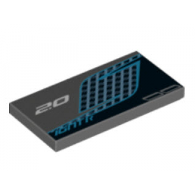 dark bluish gray tile 2 x 4 with 2.0 igntr mirrored s shaped silver grid and exhaust pipes pattern