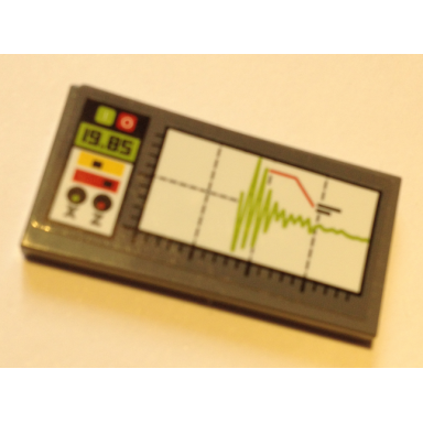 dark bluish gray tile 2 x 4 with lime graph 19.85 and controls on dark bluish gray pattern sticker - set 60125