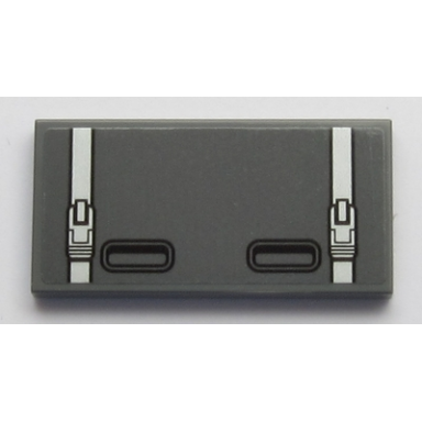 dark bluish gray tile 2 x 4 with two light bluish gray belts and two black handles pattern sticker - sets 60160 60161