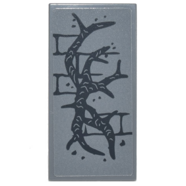 dark bluish gray tile 2 x 4 with black brick wall mortar and roots pattern sticker - set 75810
