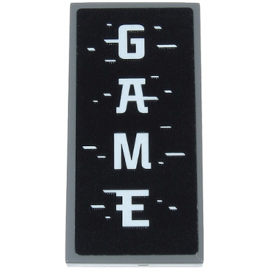 dark bluish gray tile 2 x 4 with white game stripes and pixels pattern sticker - set 71712