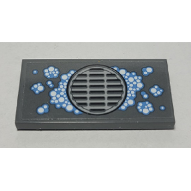 dark bluish gray tile 2 x 4 with floor drain and bubbles pattern sticker - set 70912