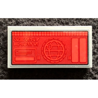 dark bluish gray tile 2 x 4 with digital display screen with sw death star map pattern model left side sticker - set 75291