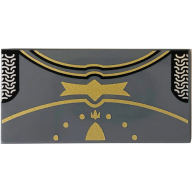 dark bluish gray tile 2 x 4 with silver chain mail and gold trim and ornaments pattern brickheadz aragorn torso