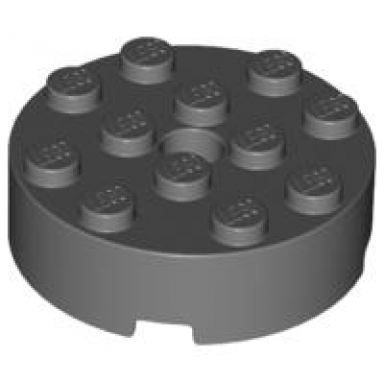 dark bluish gray brick round 4 x 4 with hole