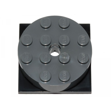 dark bluish gray turntable 4 x 4 x 1 1 3 with black square base locking 87081 61485