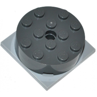 dark bluish gray turntable 4 x 4 x 1 1 3 with light bluish gray square base locking 87081 61485