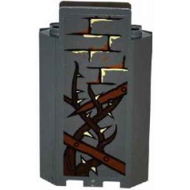 dark bluish gray panel 3 x 3 x 6 corner wall without bottom indentations with bricks wooden boards and vines with thorns pattern sticker - set 79014