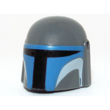 dark bluish gray minifigure headgear helmet with holes sw mandalorian with blue and white pattern
