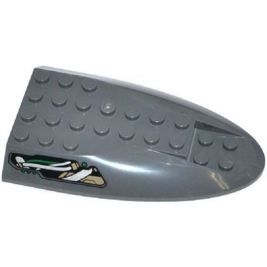 dark bluish gray aircraft fuselage aft section curved top 6 x 10 with green and silver cables pattern model left side sticker - set 76009