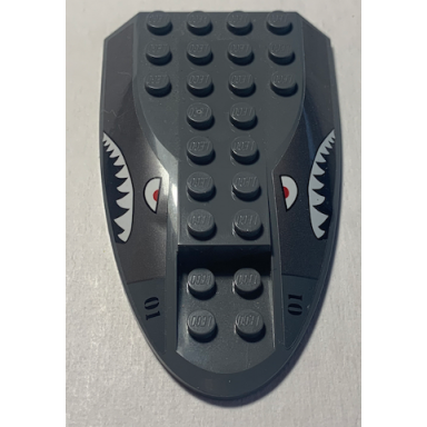 dark bluish gray aircraft fuselage aft section curved top 6 x 10 with shark face and 01 pattern on both sides stickers - set 70613