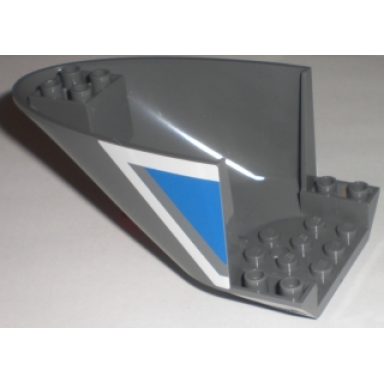 dark bluish gray aircraft fuselage aft section curved bottom 6 x 10 with white and blue geometric pattern on both sides stickers - set 3222