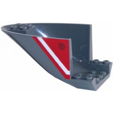 dark bluish gray aircraft fuselage aft section curved bottom 6 x 10 with white line and fuel filler cap on red background pattern on both sides stickers - set 60108