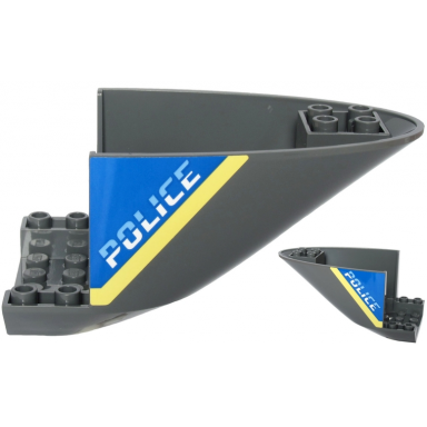 dark bluish gray aircraft fuselage aft section curved bottom 6 x 10 with police and bright light yellow stripe pattern on both sides stickers - set 60243
